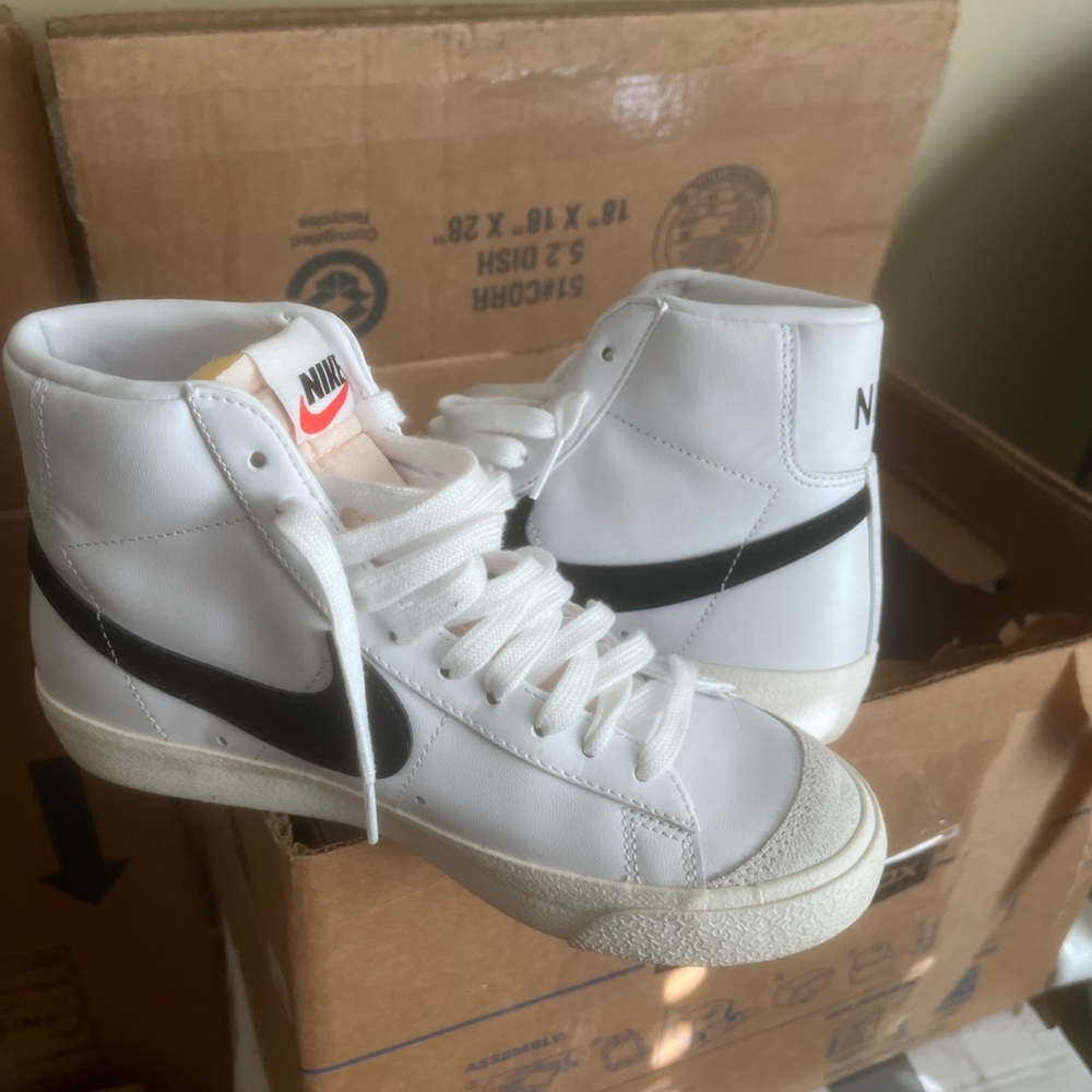 Nike White and Black High-Top Sneakers